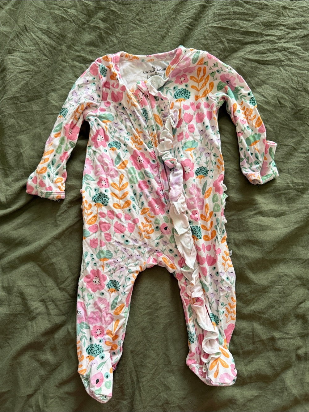 Caden Lane Newborn Floral Ruffle Butt Bamboo Sleeper